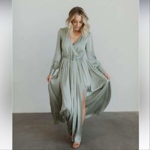 Baltic Born Jenna Satin Maxi Dress In Sage L